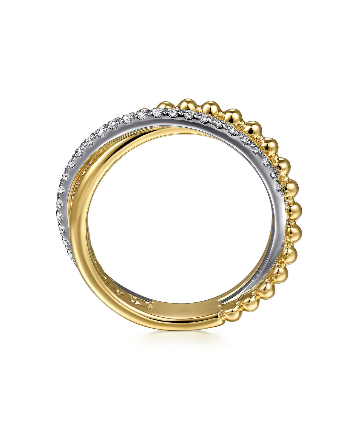 14K White Yellow Gold Bujukan Diamond Criss Cross Ring