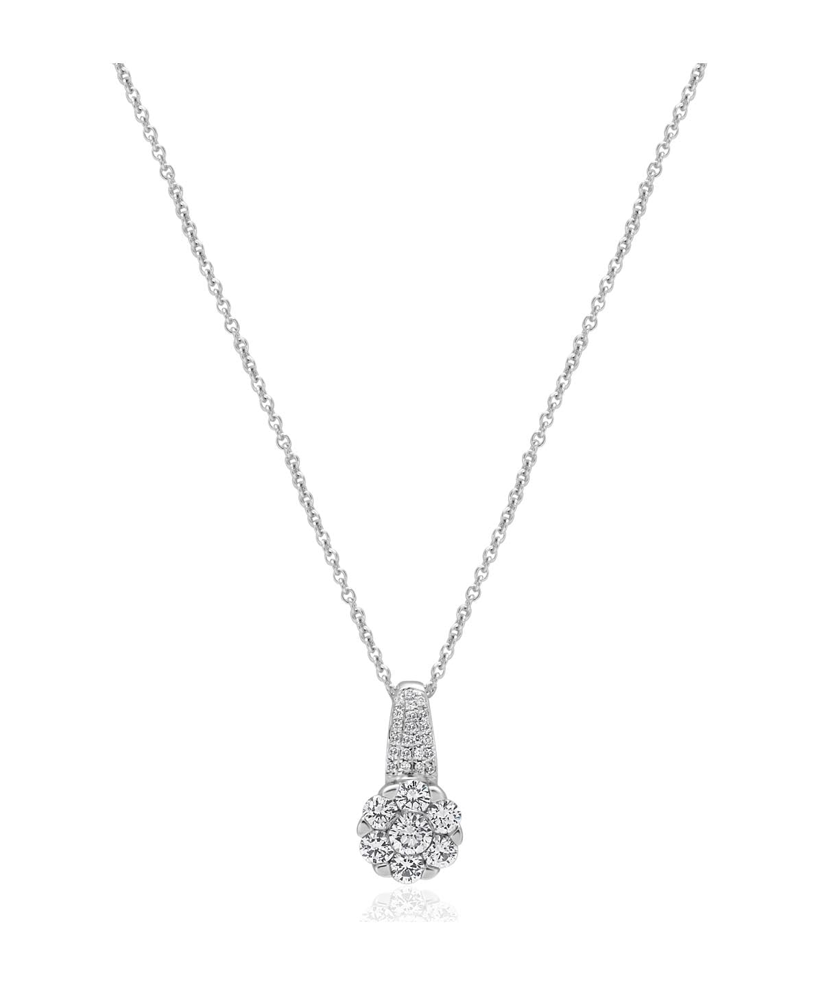 14K White Gold 0.50ct Diamond Cluster Pendant Necklace