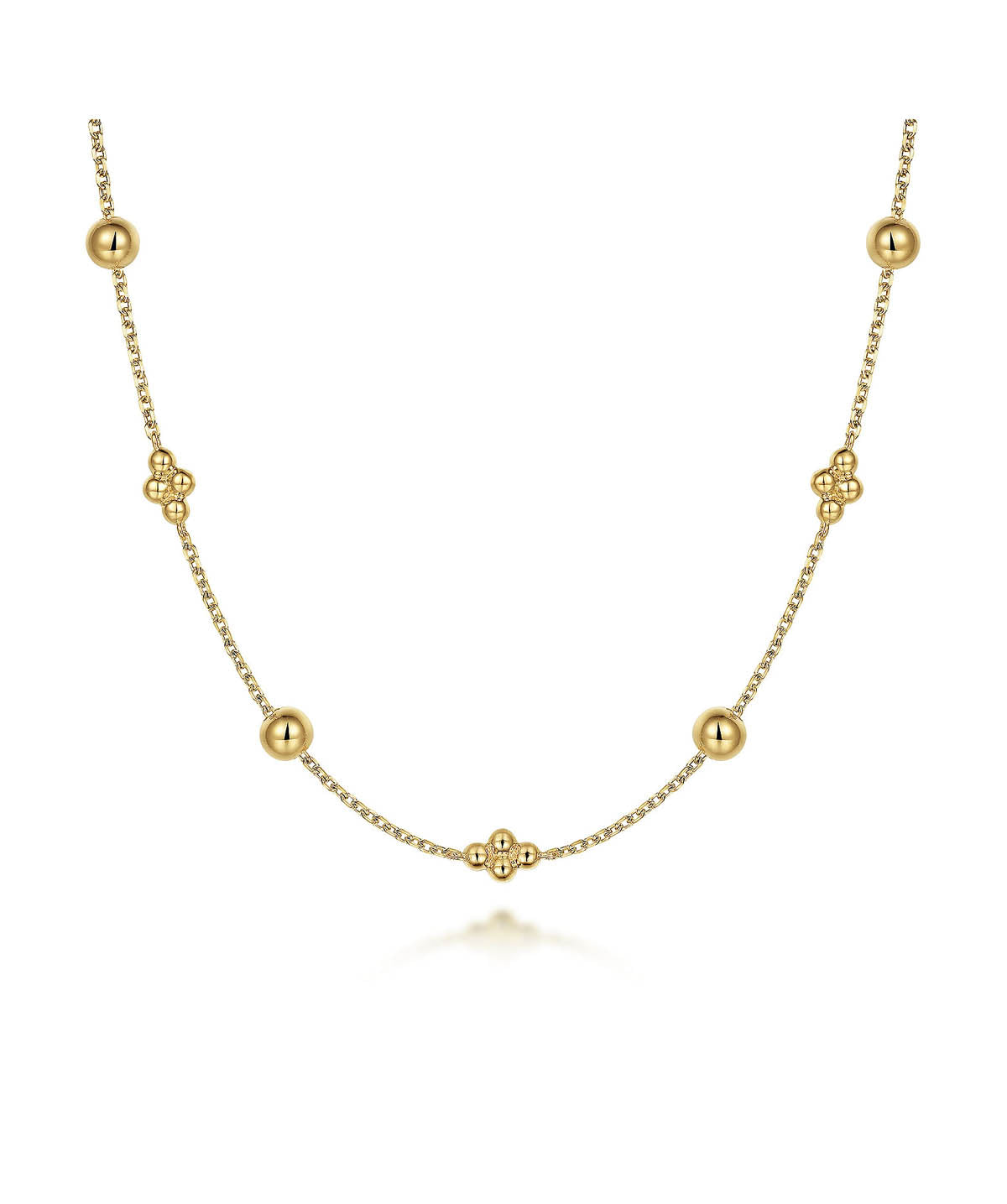 14K Yellow Gold Bujukan Bead Station Necklace