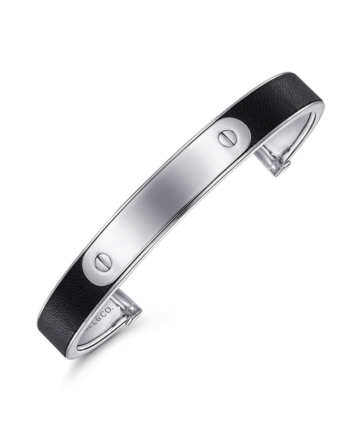 925 Sterling Silver and Leather ID Cuff Bracelet