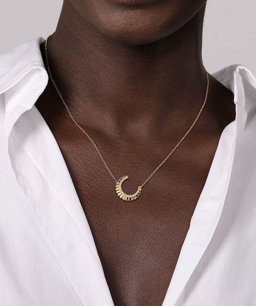 half moon 14k gold moon pendant