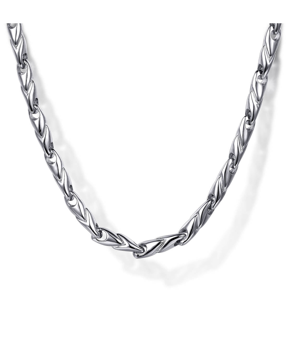 24 Inch 14K White Gold Hollow Men's Link Chain Necklace