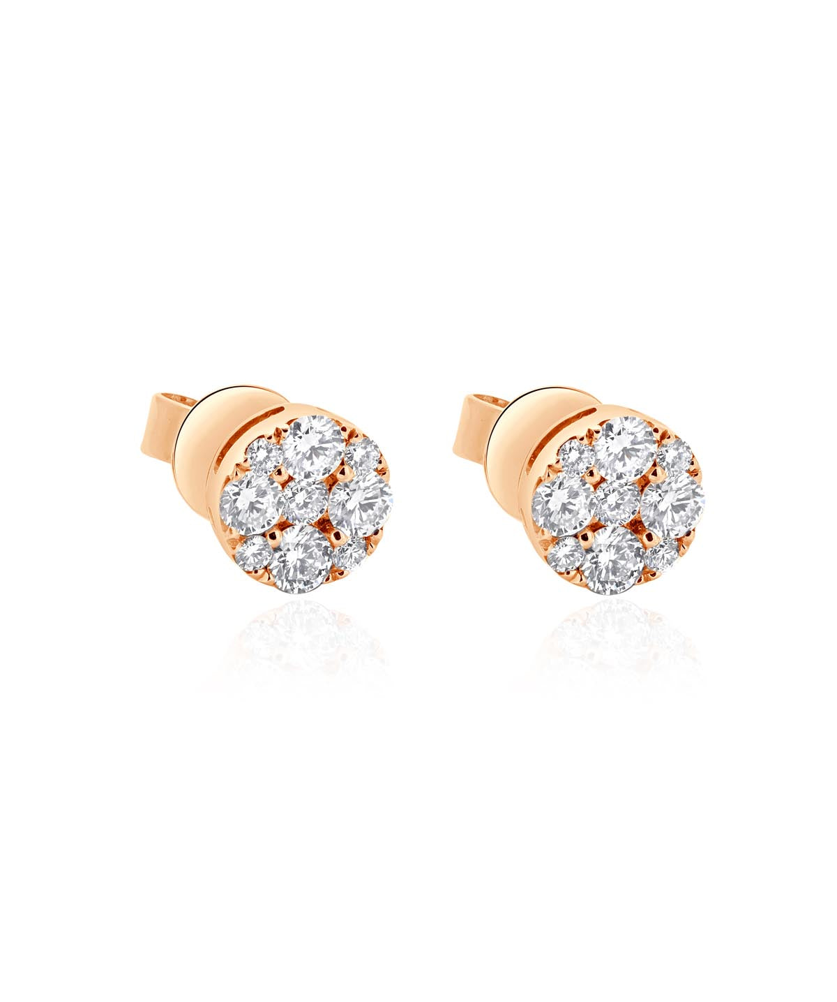 14K Rose Gold 0.50ctw Diamond Cluster Stud Earrings