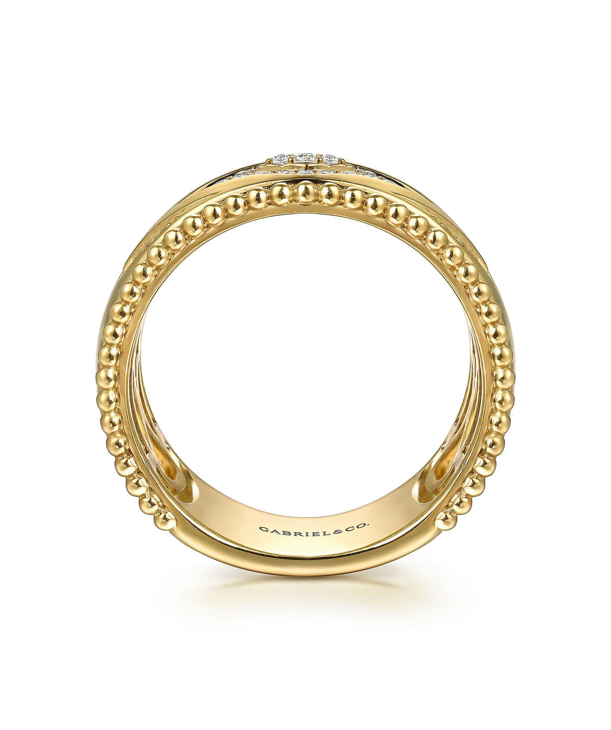 14K Yellow Gold Bujukan Diamond Wide Band Ring