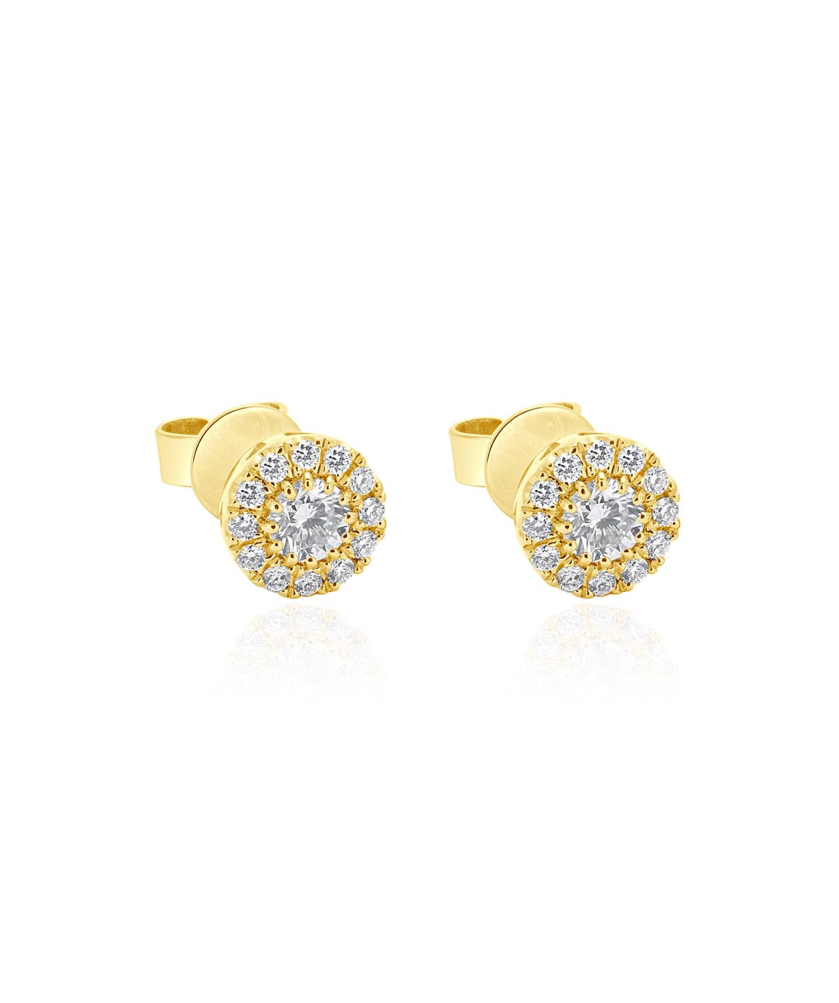 14K Yellow Gold Diamond Halo Stud Earrings