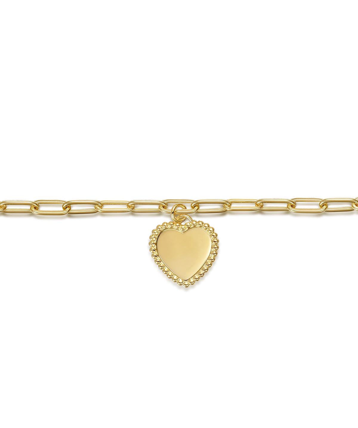 14K Yellow Plain Gold Tennis Bracelet with Personalized Heart Charm