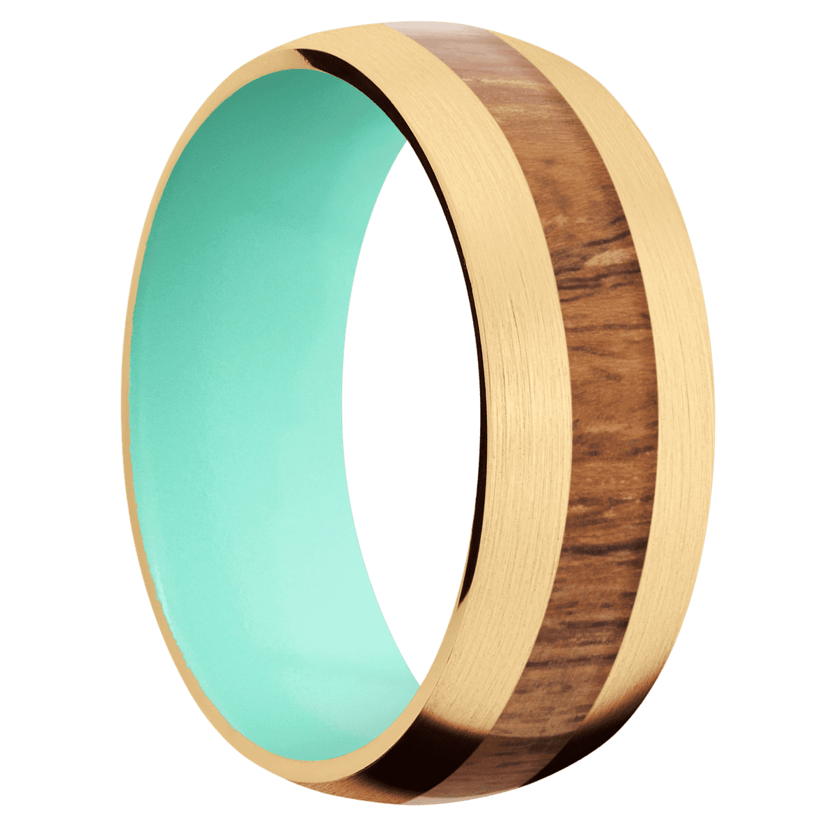10K Yellow Gold + Satin Finish + Robins Egg Blue