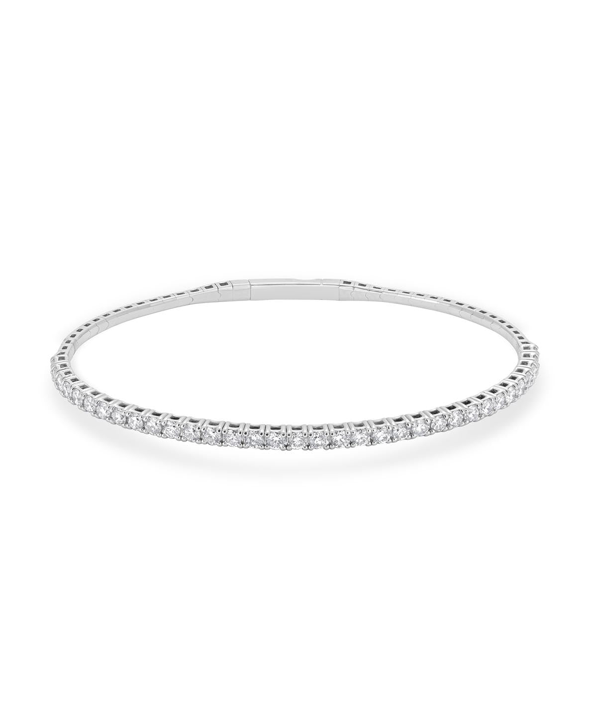 14K White Gold Diamond Flexible Bangle Bracelet 1.85cttw