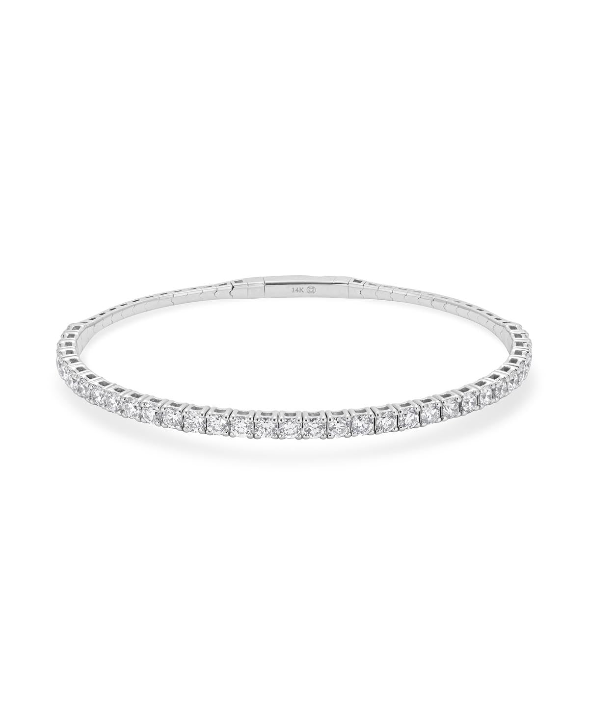 14K White Gold Diamond Flexible Bangle Bracelet 3.00cttw