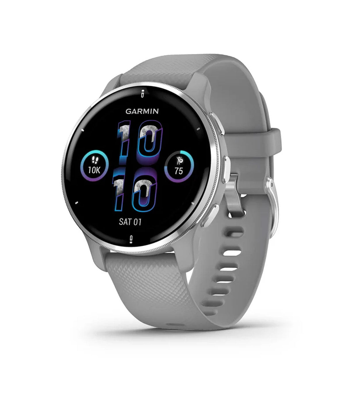 Venu® 2 Plus Silver Stainless Steel Bezel with Powder Gray Case and Silicone Band