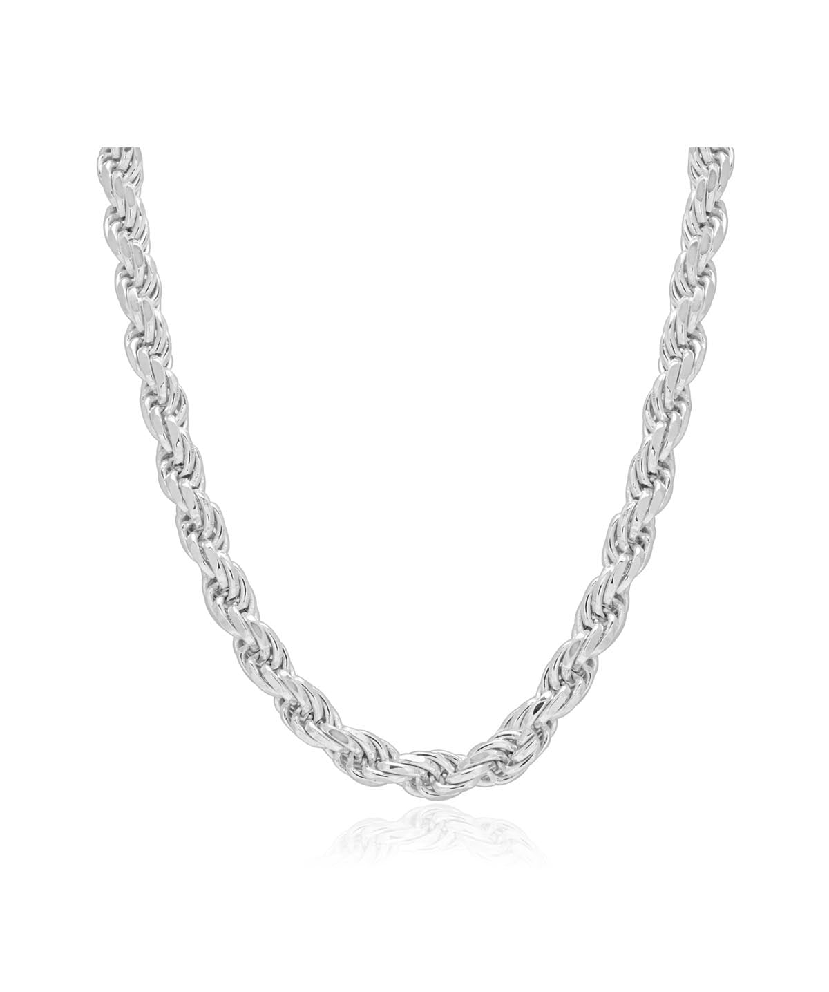 925 Sterling Silver Rhodium Plated 5.8mm Rope Chain 24"