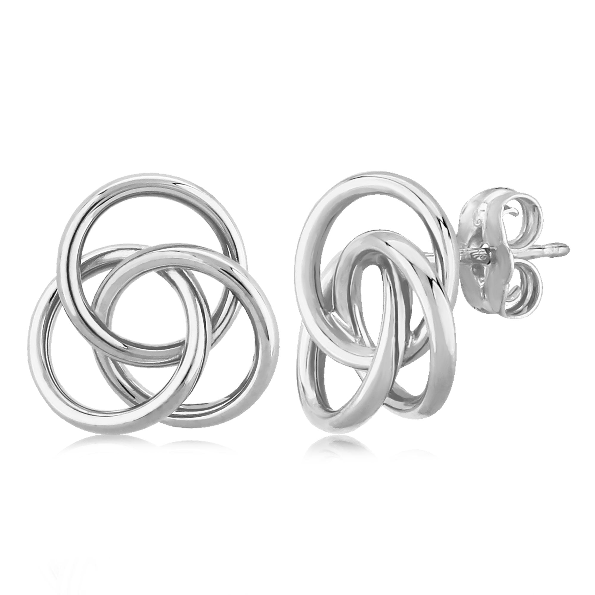 14K White Gold Love Knot Stud Earrings