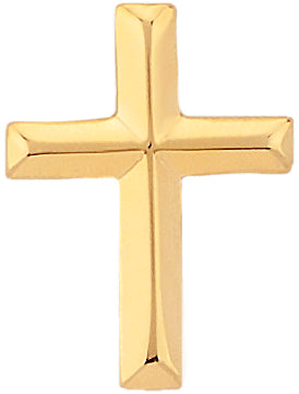 14K Yellow Gold Small Raised Cross Stud Earring