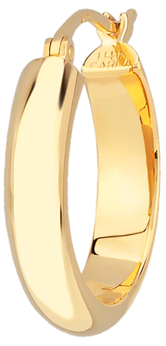 14K Yellow Small Half Round Tube Hoop Earrings