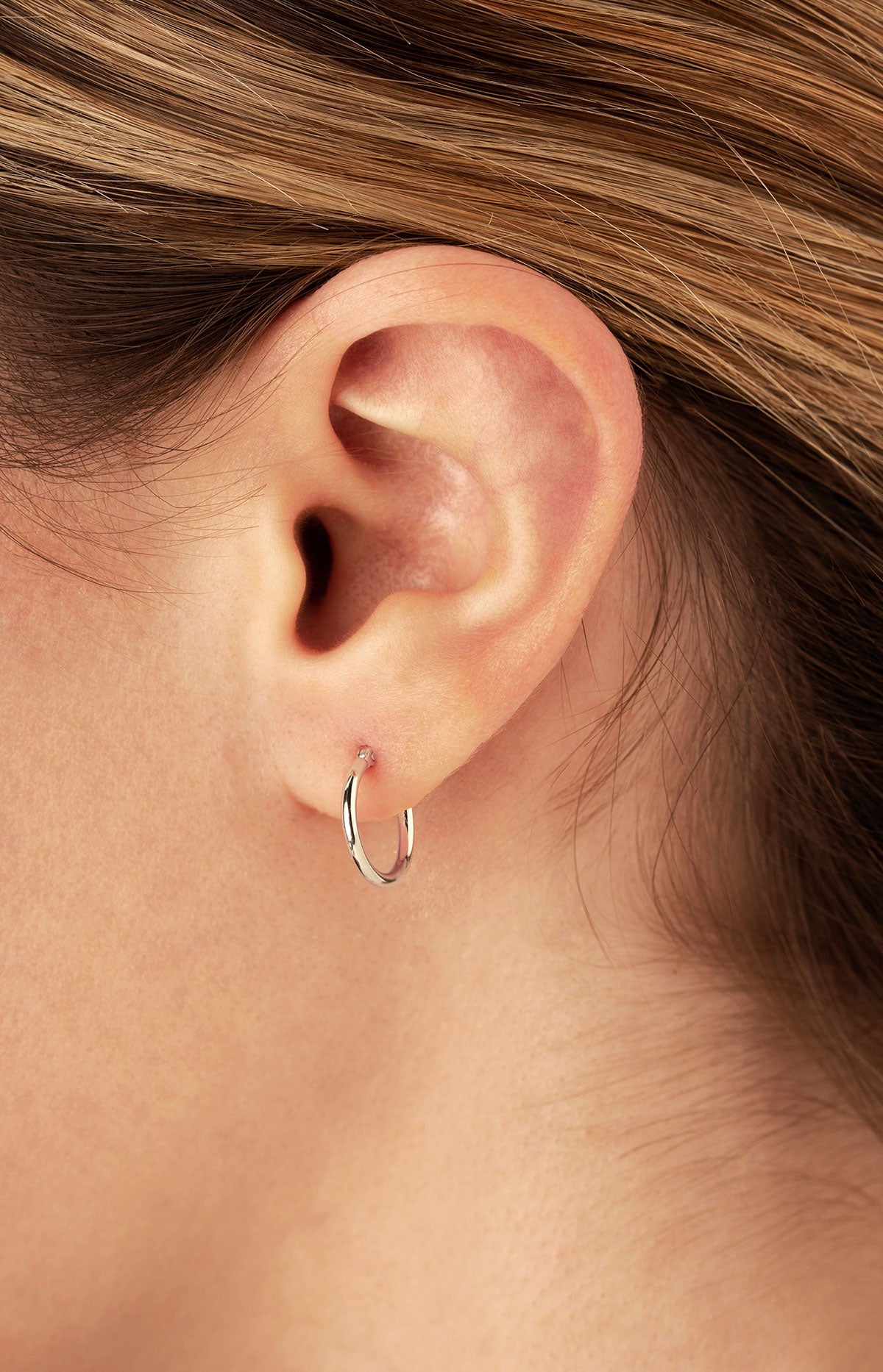 14K White Gold 12mm Hoop Earrings