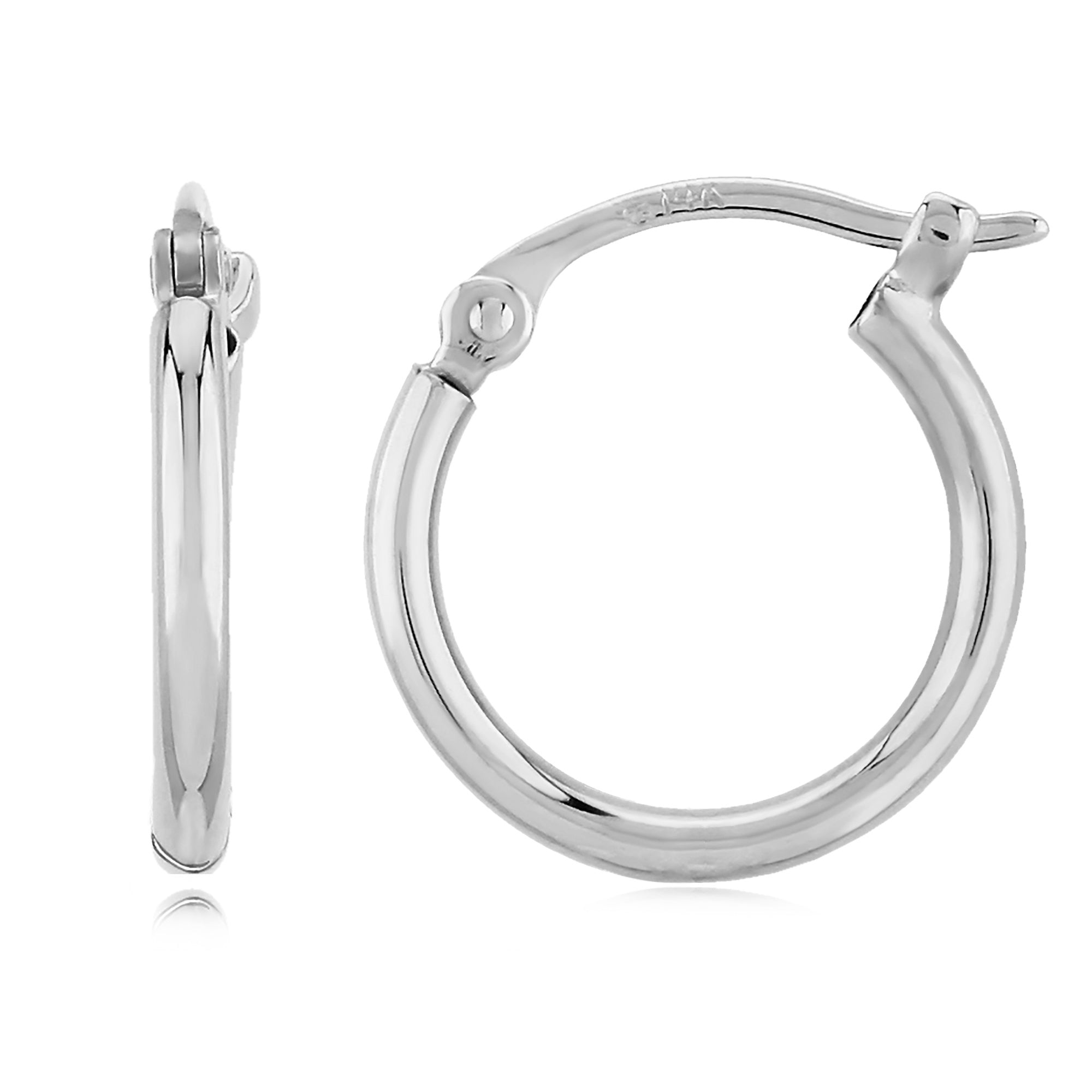 14K White Gold 12mm Hoop Earrings