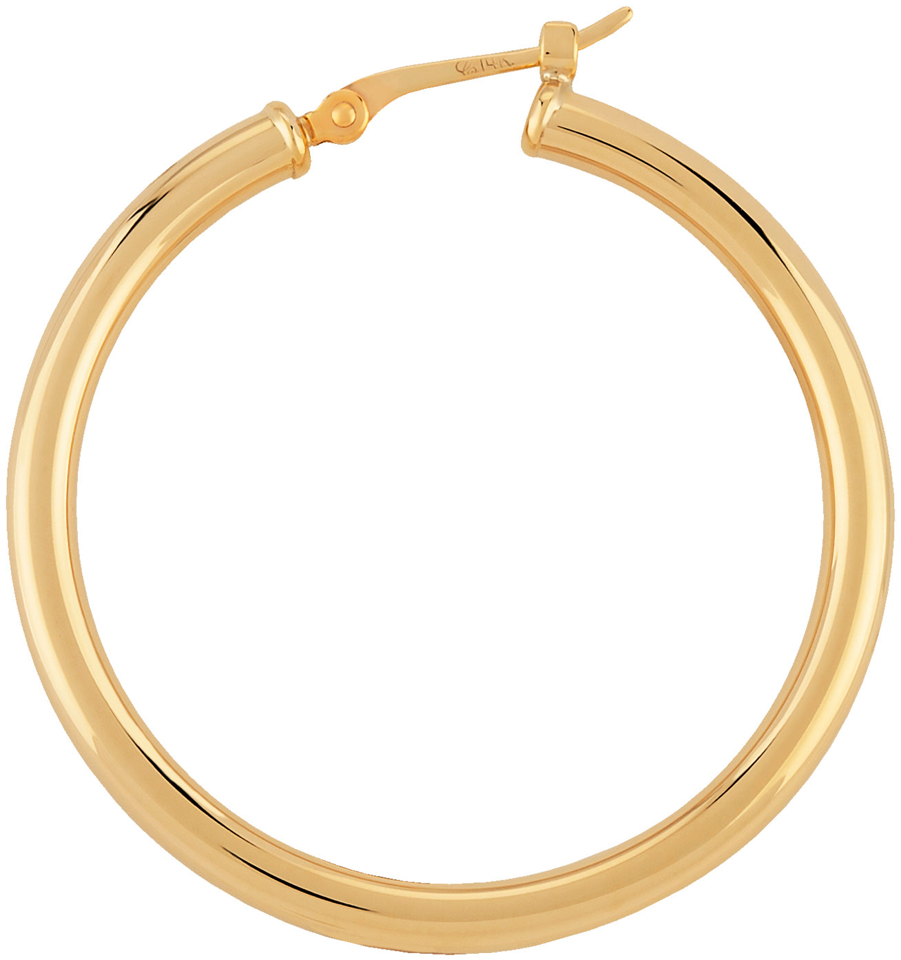 14K Yellow Gold 25MM Tubular Hoop Earrings