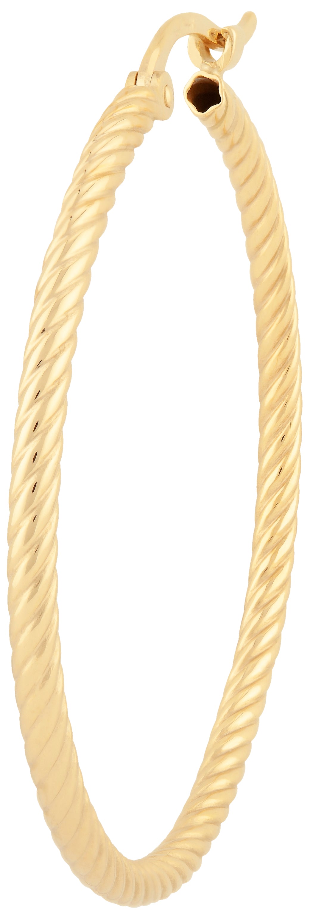 14K Yellow Gold Twisted Tube 30MM Hoop Earrings
