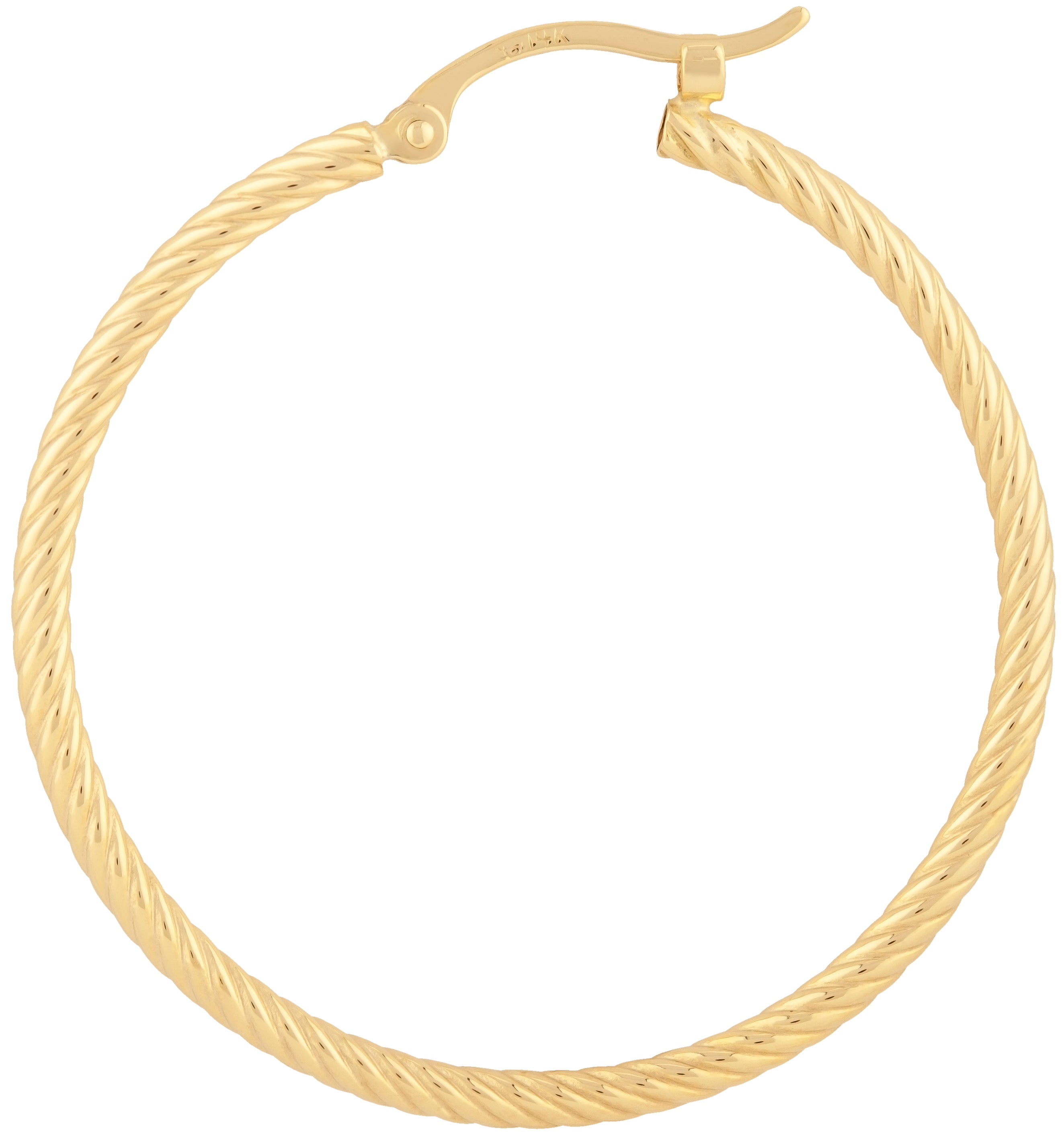 14K Yellow Gold Twisted Tube 30MM Hoop Earrings