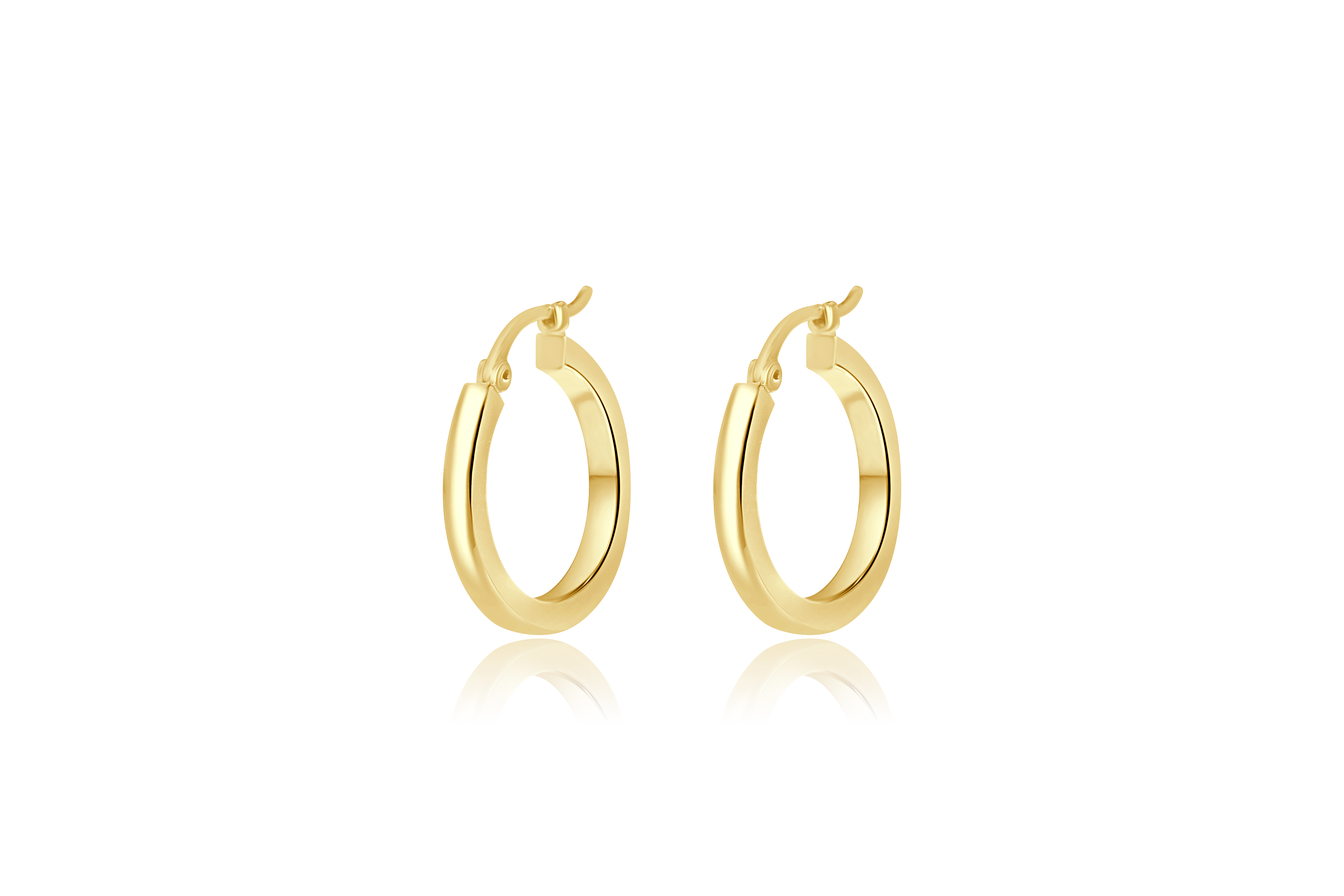 14K Yellow Gold Small Square Tube Hoop Earrings
