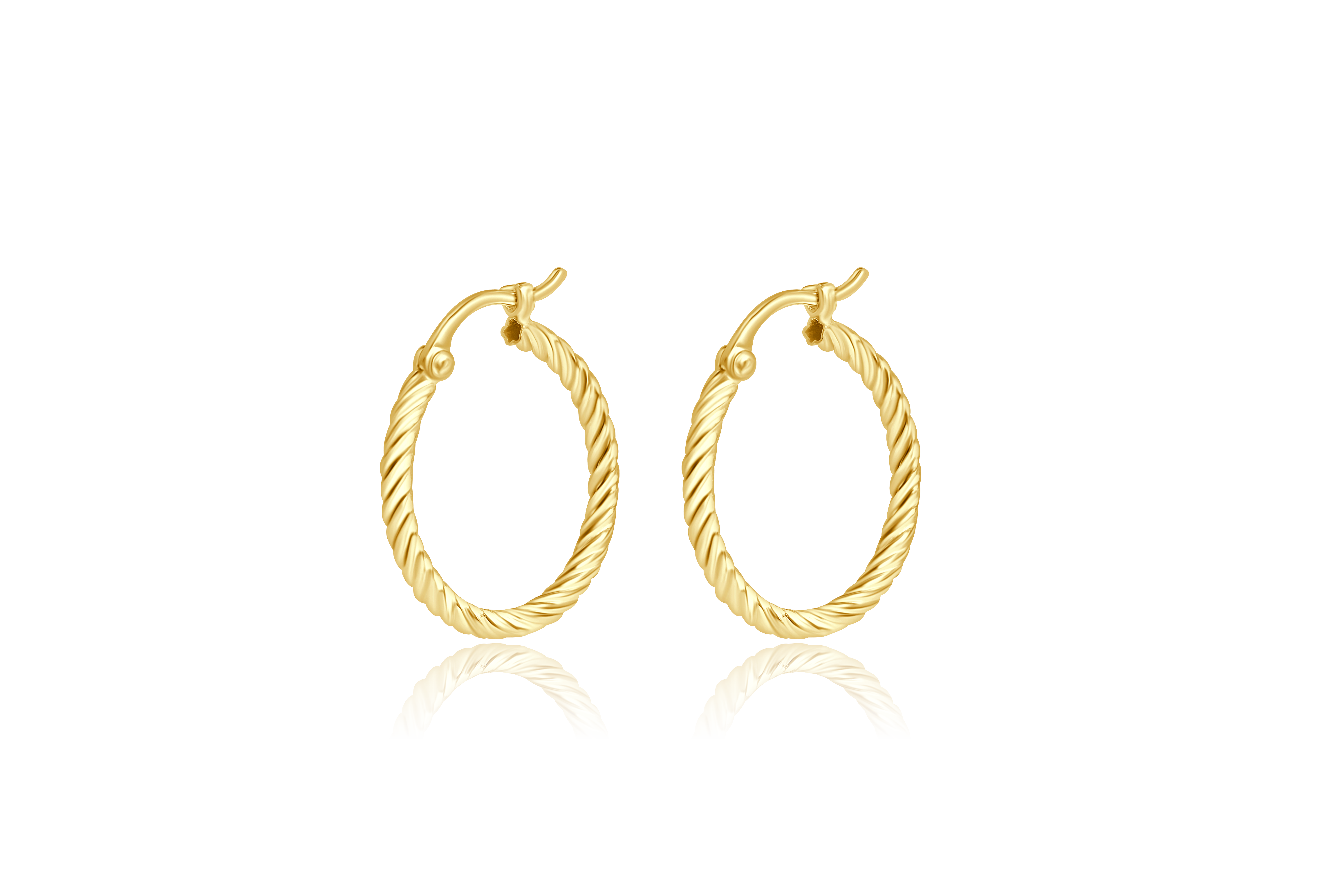 14K Yellow Gold 1.8x18MM Twist Tube Hoop Earrings