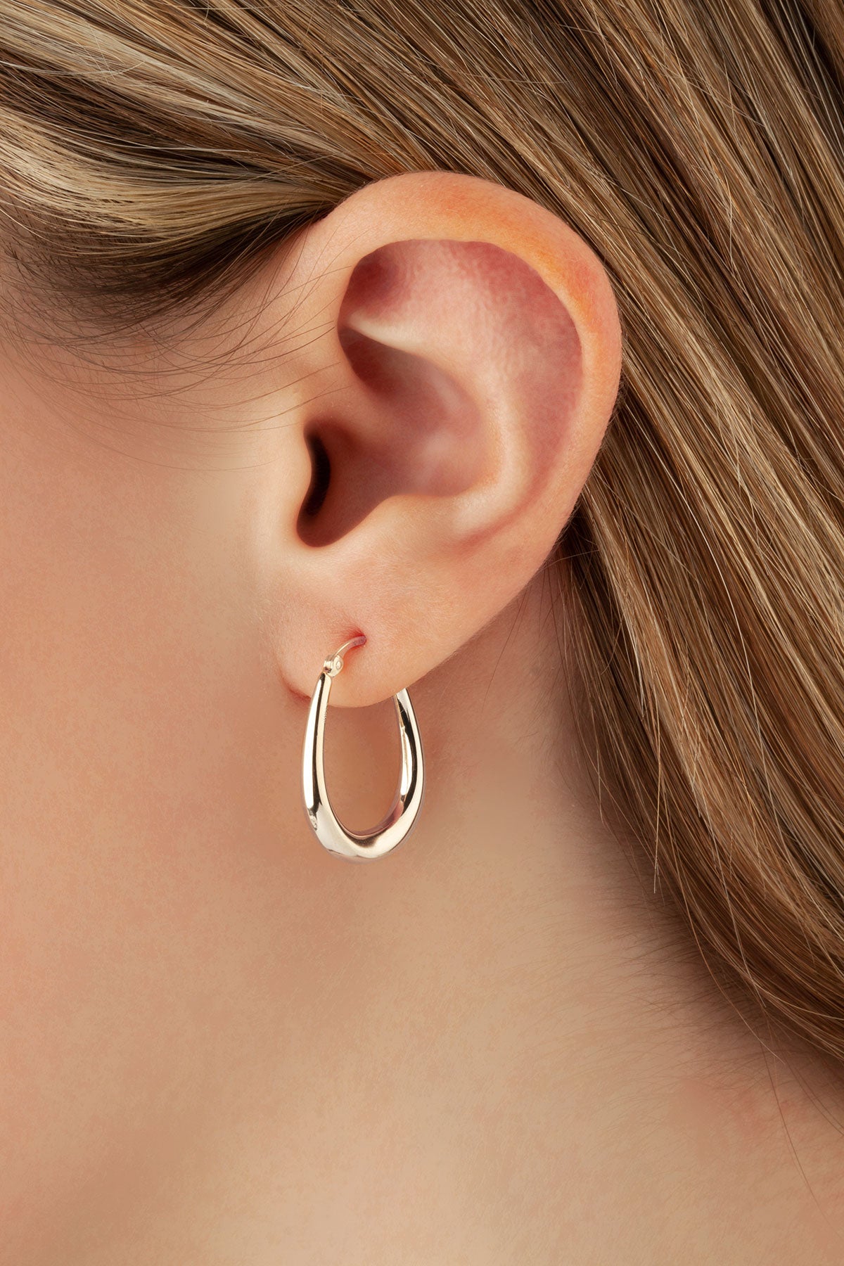 14K Yellow U Shaped Hoop Earrings