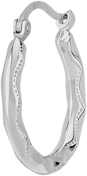 14K White Gold Small Fancy Shell Hoop Earrings