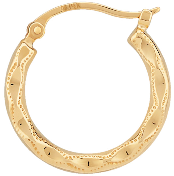 14K Yellow Gold Miligrain Hoop Earrings