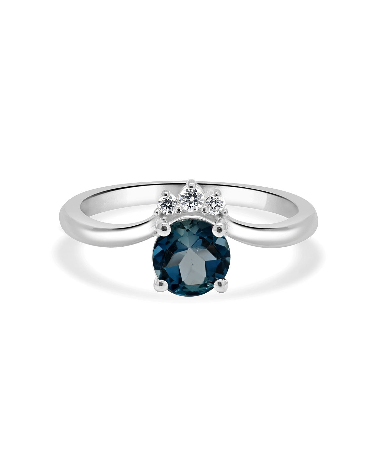 Sterling Silver London Blue Topaz and Diamond Ring