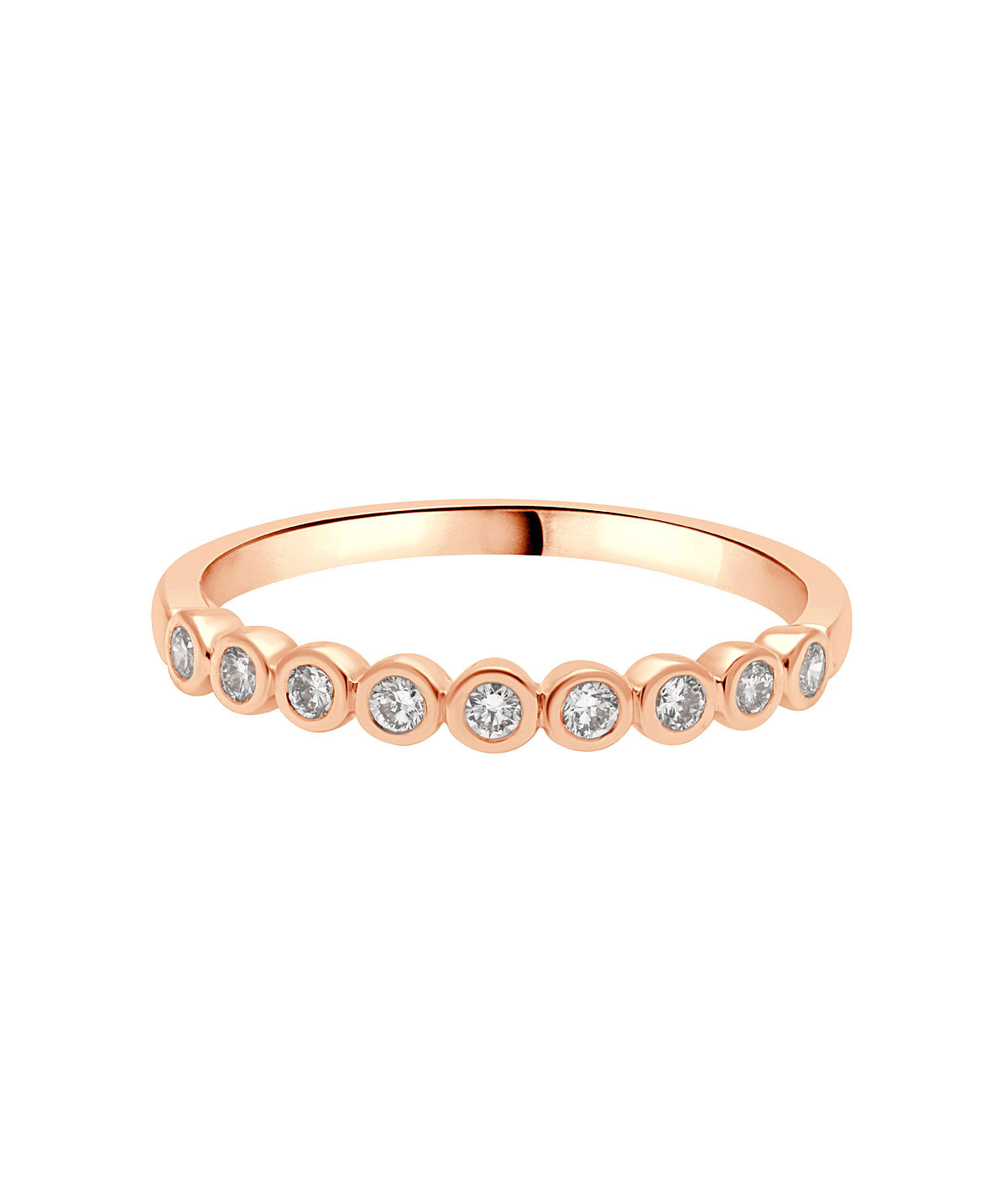 Zeghani - 14K Rose Gold Bezel Diamond Band