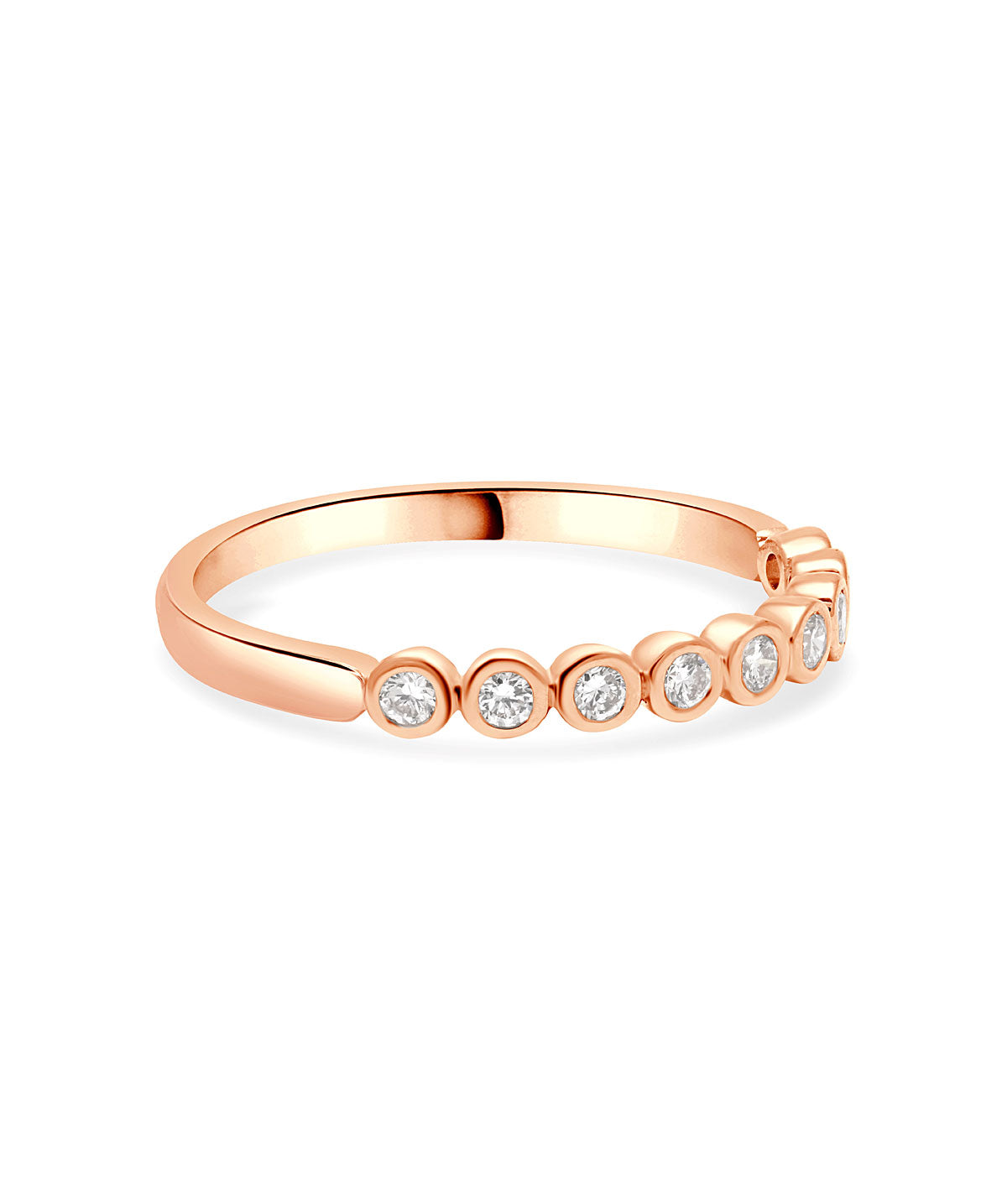 Zeghani - 14K Rose Gold Bezel Diamond Band