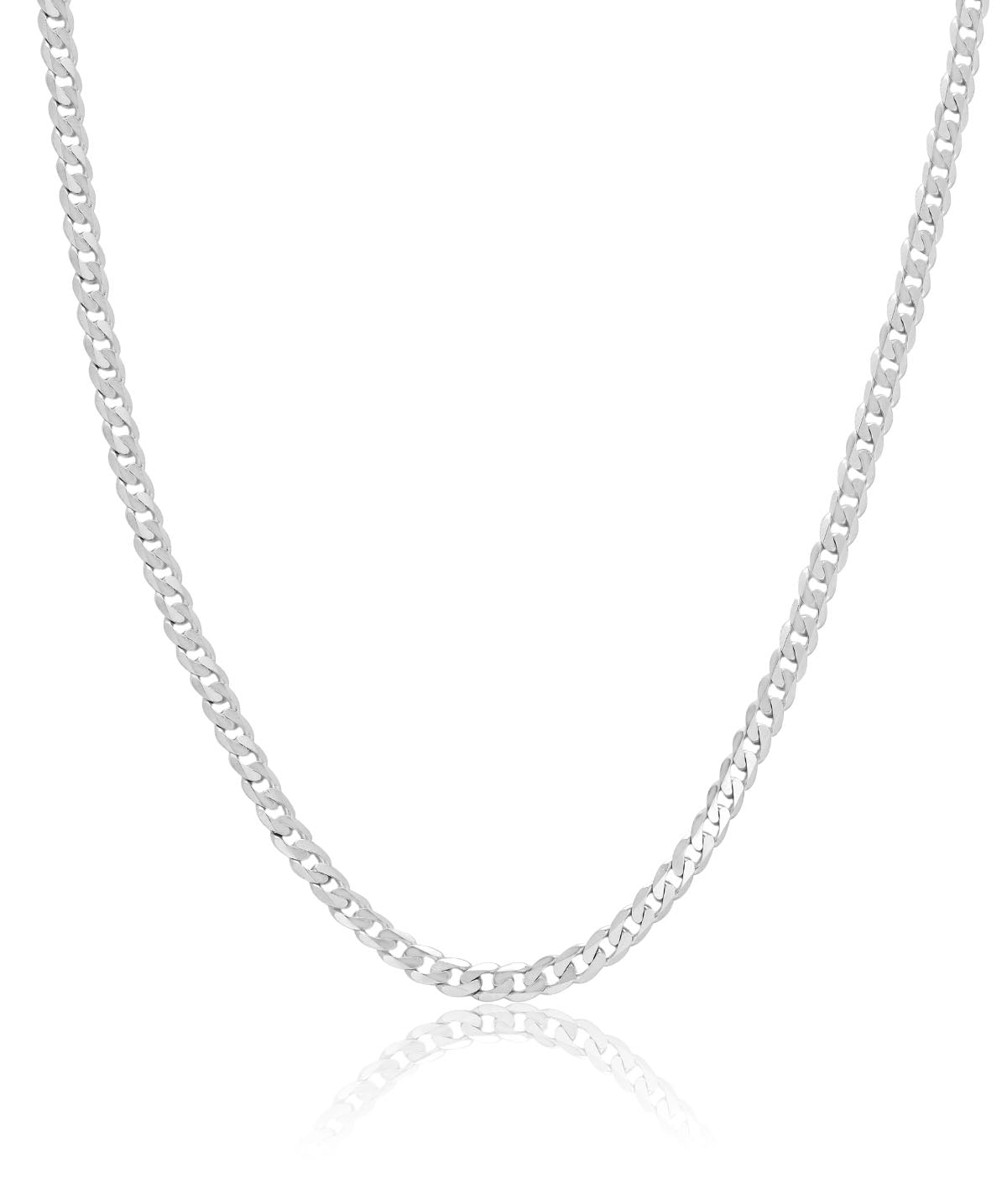 14K White Gold 2.9mm Flat Beveled Curb Chain 26"