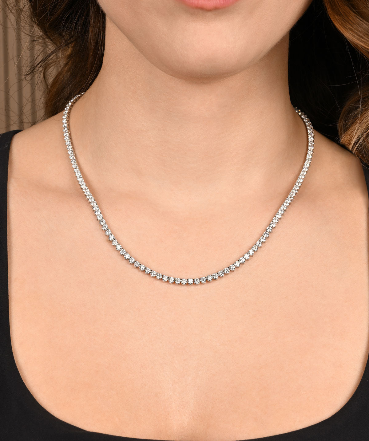 14K White Gold Diamond Lab Grown Tennis Necklace 8.00cttw