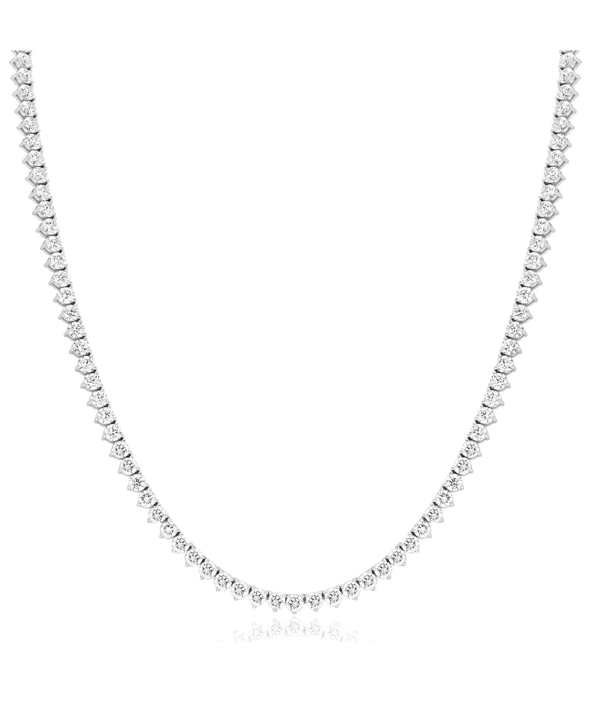 14K White Gold Three Prong Lab Grown Diamond Tennis Necklace 15.00cttw