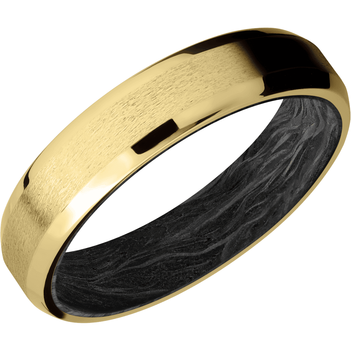 10K Yellow Gold + Stone , Polish Finish + Forged Carbon Fiber
