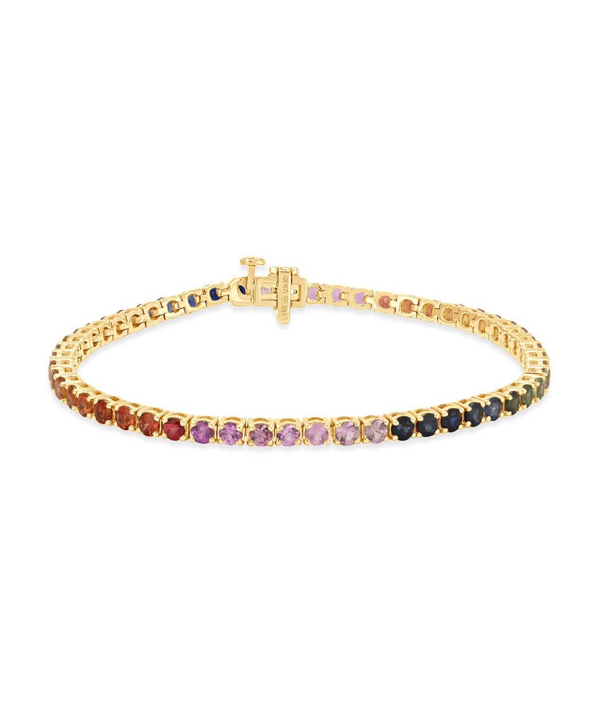 14K Yellow Gold Rainbow Sapphire Tennis Bracelet