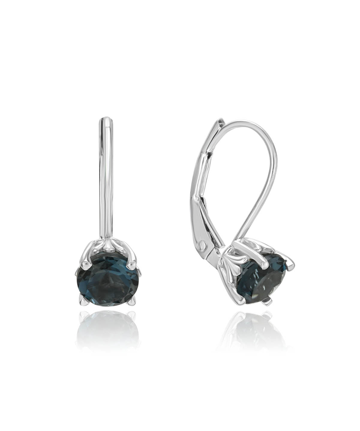 14K White Gold 5.5mm London Blue Topaz Lever Back Earrings
