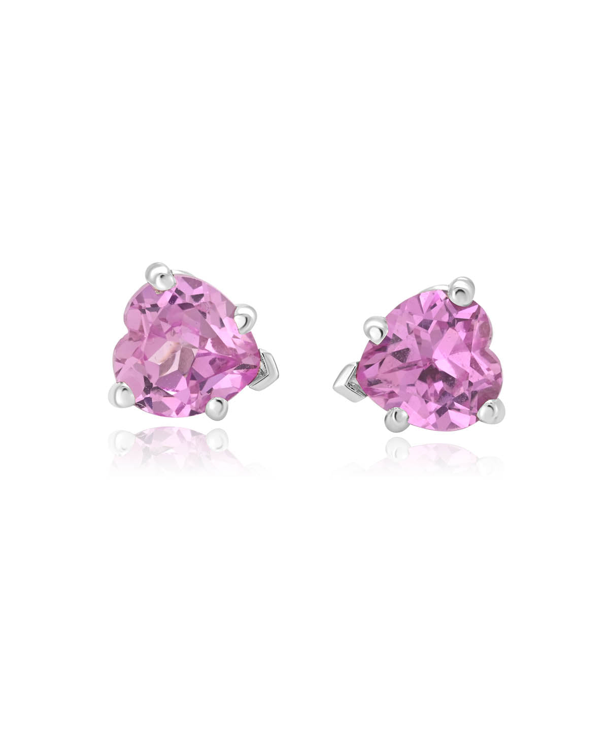 14K White Gold 2.00cttw Pink Heart Sapphire Stud Earrings