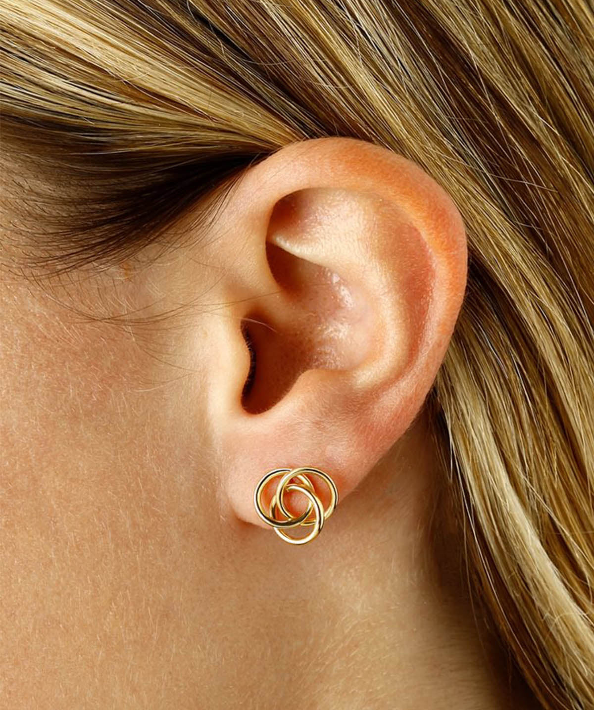 14K Yellow Gold Love Knot Stud Earrings