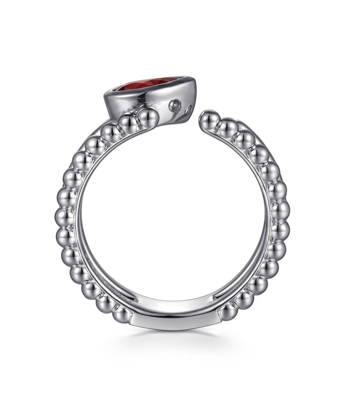 925 Sterling Silver Pear Garnet Bujukan Open Ring