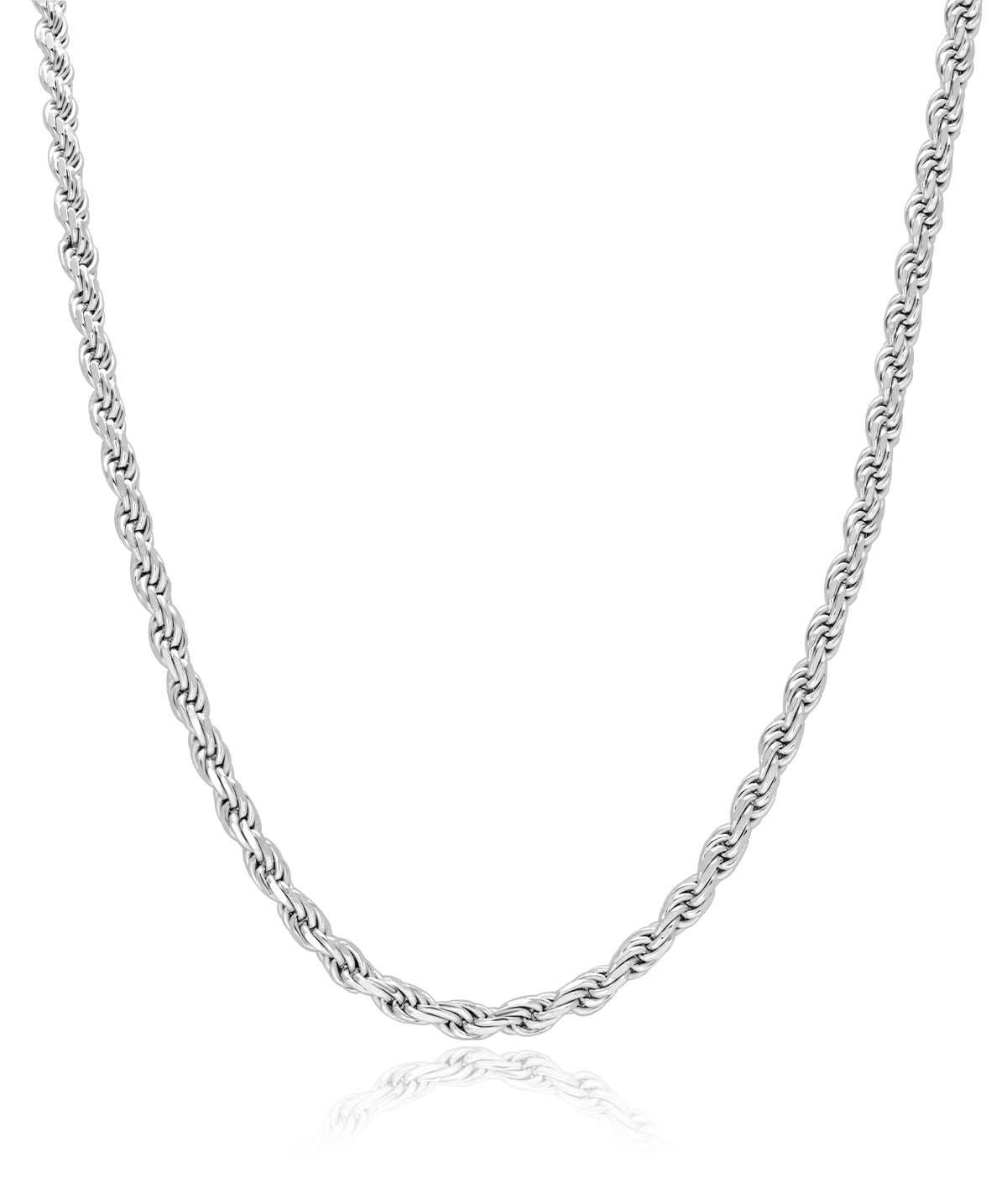 Sterling Silver Rhodium Plated 3mm Rope Chain