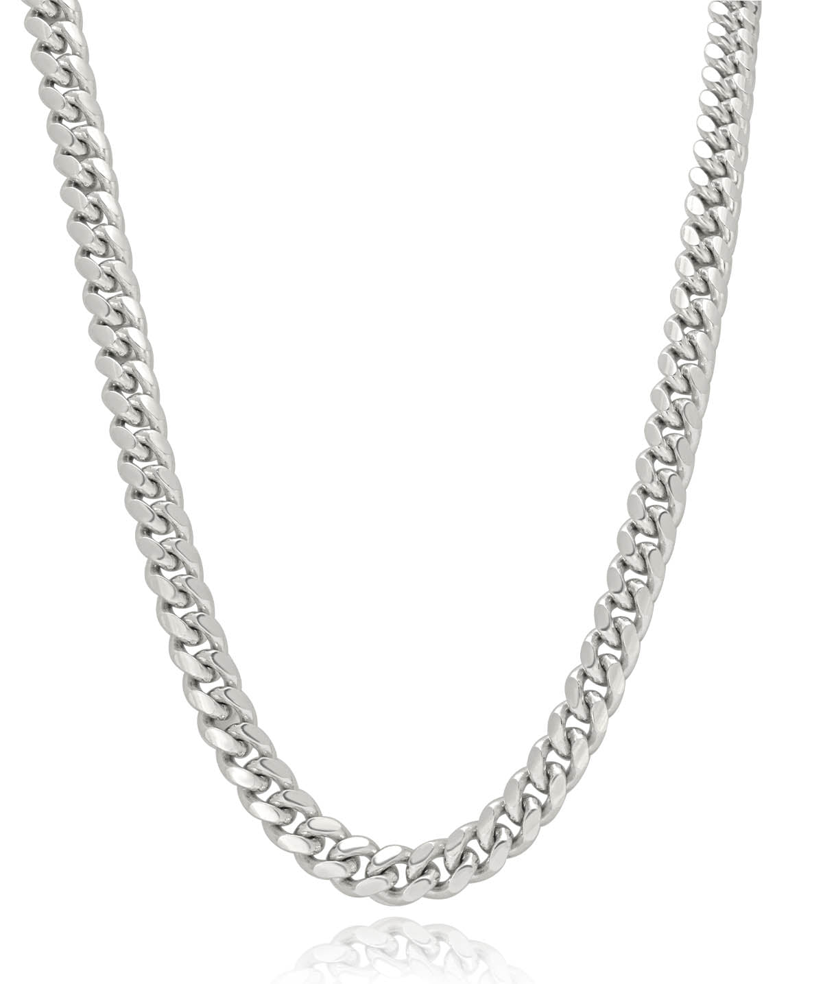 Sterling Silver Rhodium Plated 6mm Miami Cuban Chain