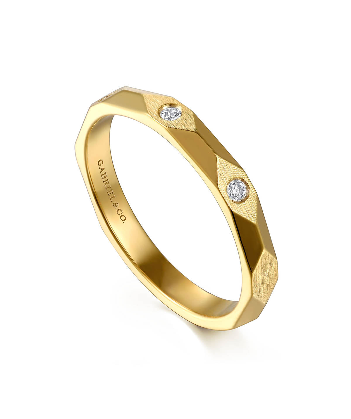 14K Yellow Gold Diamond Cut Stackable Ring