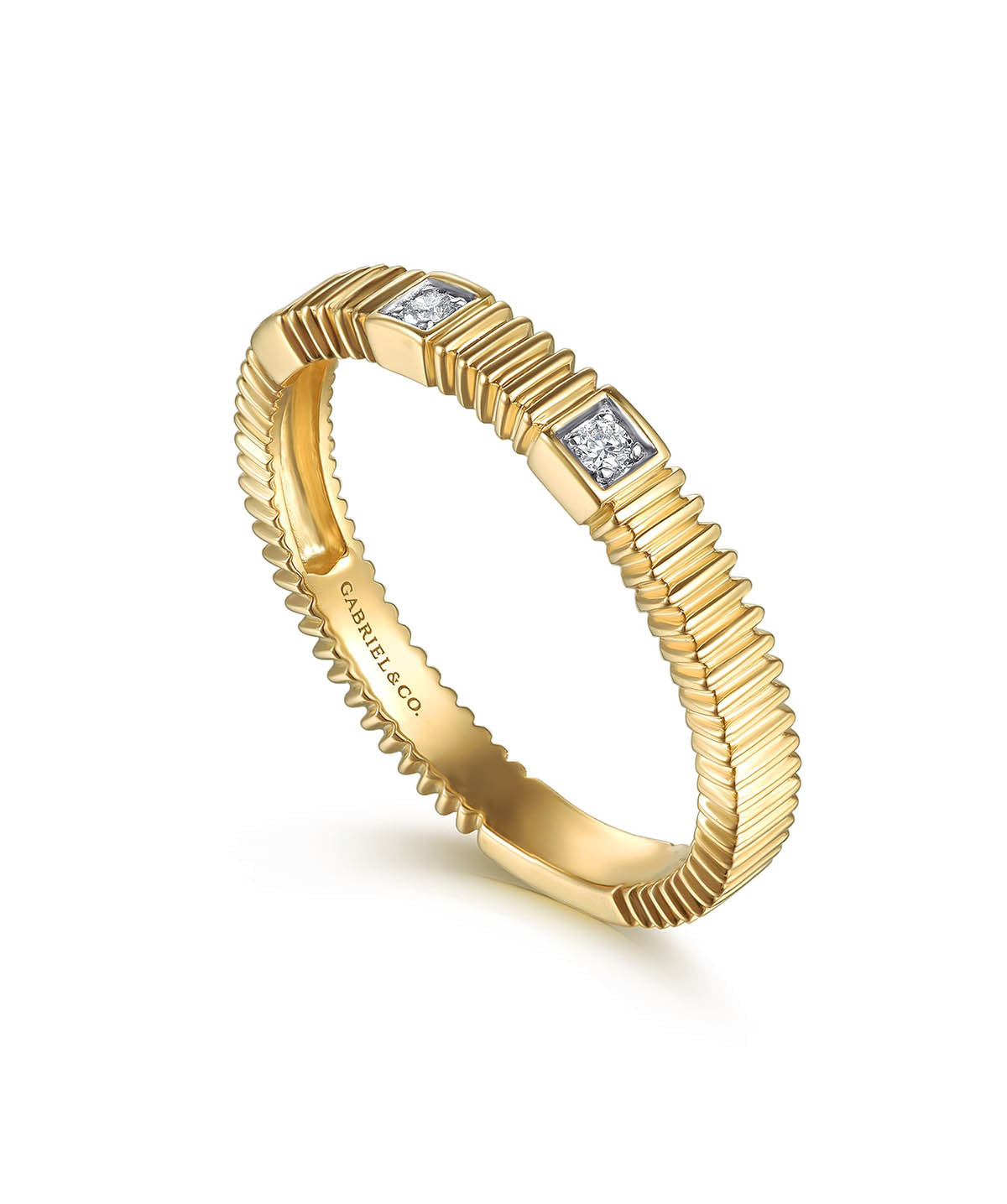 14K Yellow Gold Diamond Cut Stackable Ring