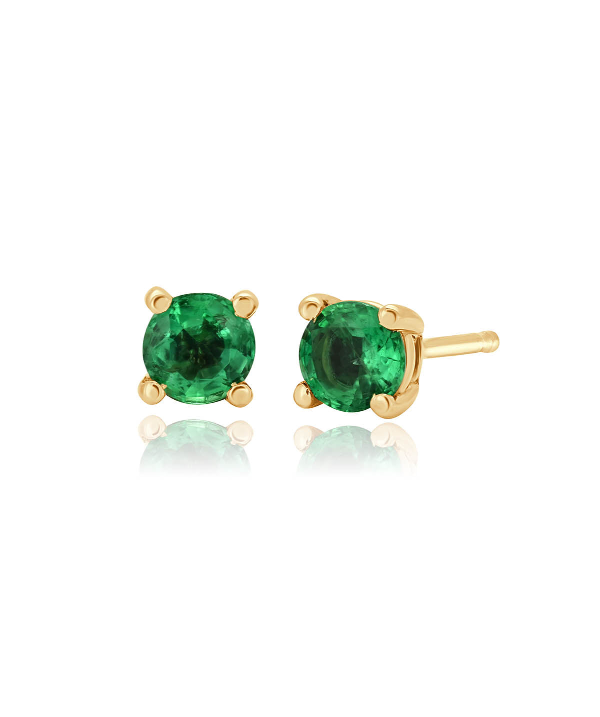 14K Yellow Gold 0.40cttw Emerald Stud Earrings