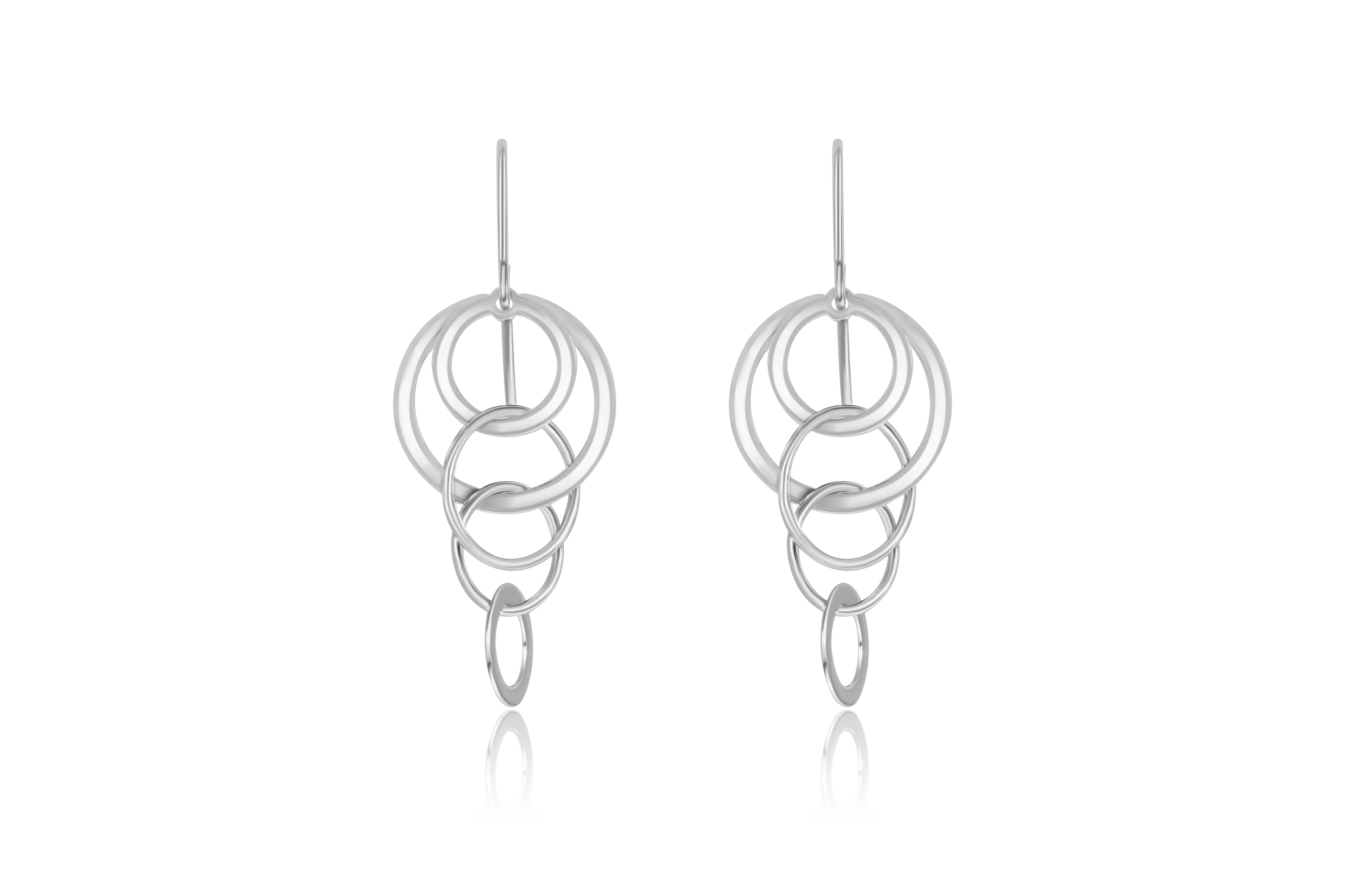 Sterling Silver Mini Cascading Circle Dangle Earrings