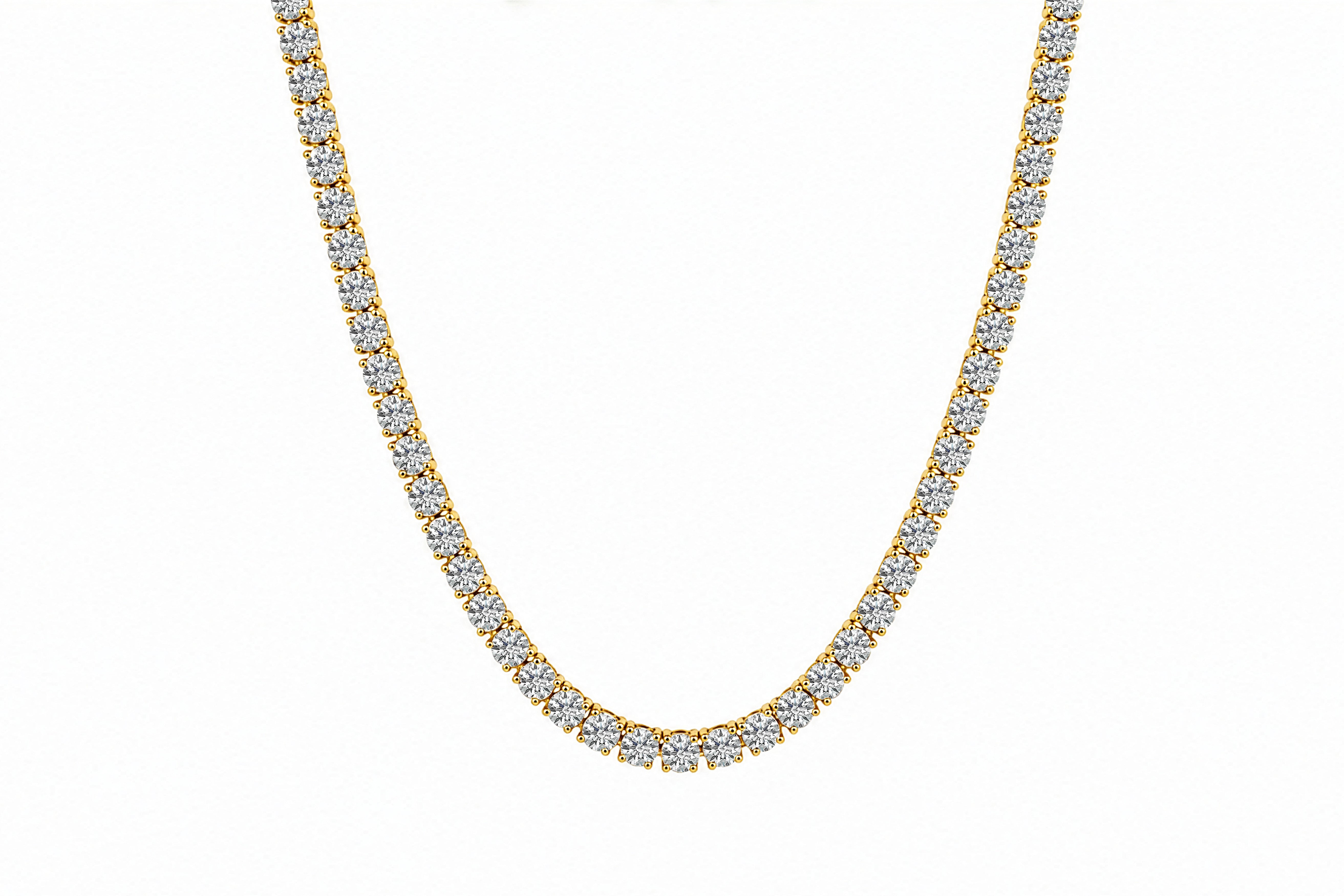 10K Yellow Gold Lab Grown Adjustable Tennis Chain Necklace 16-18 inches