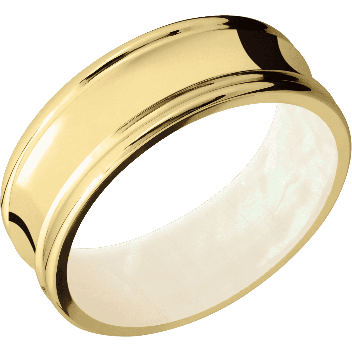 10K Yellow Gold + Polish , Polish Finish + Freshwater Mother of Pearl