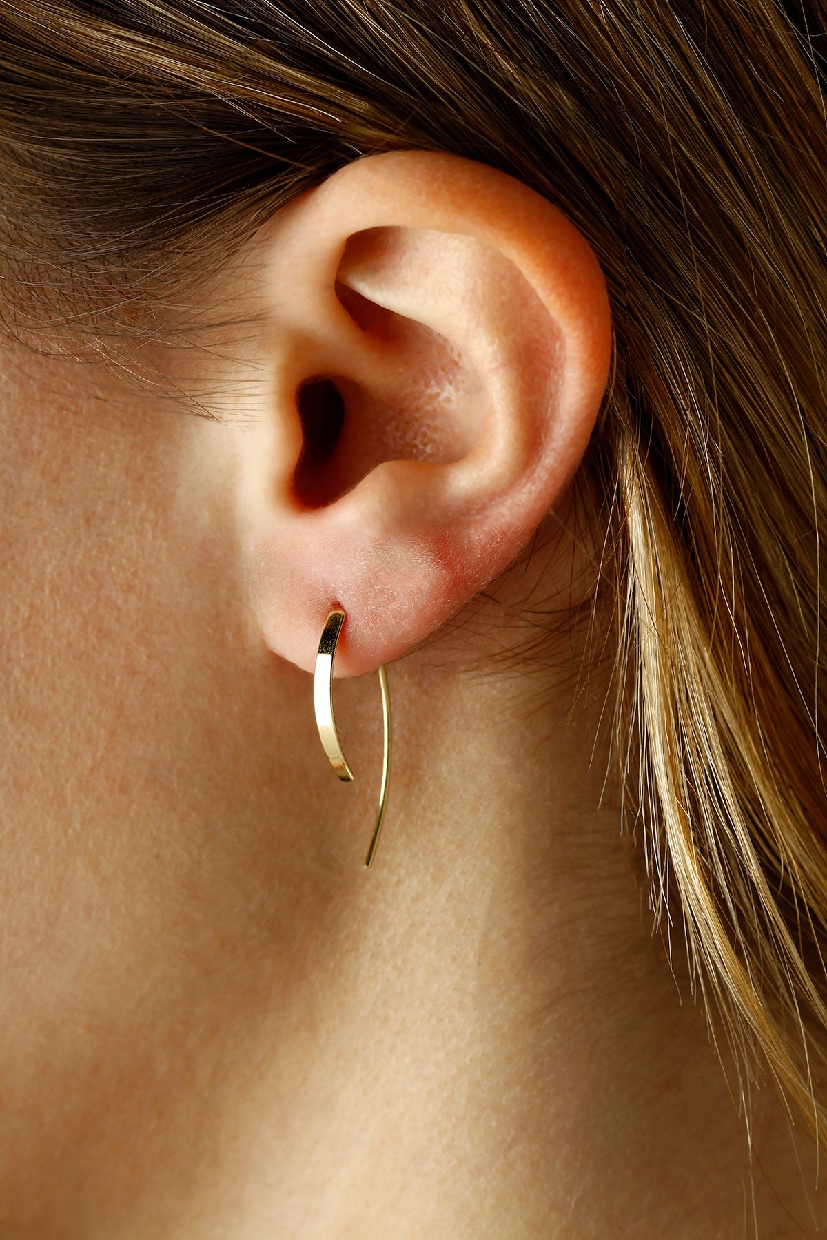 14K Yellow Gold Flat Sweep dangle Earrings