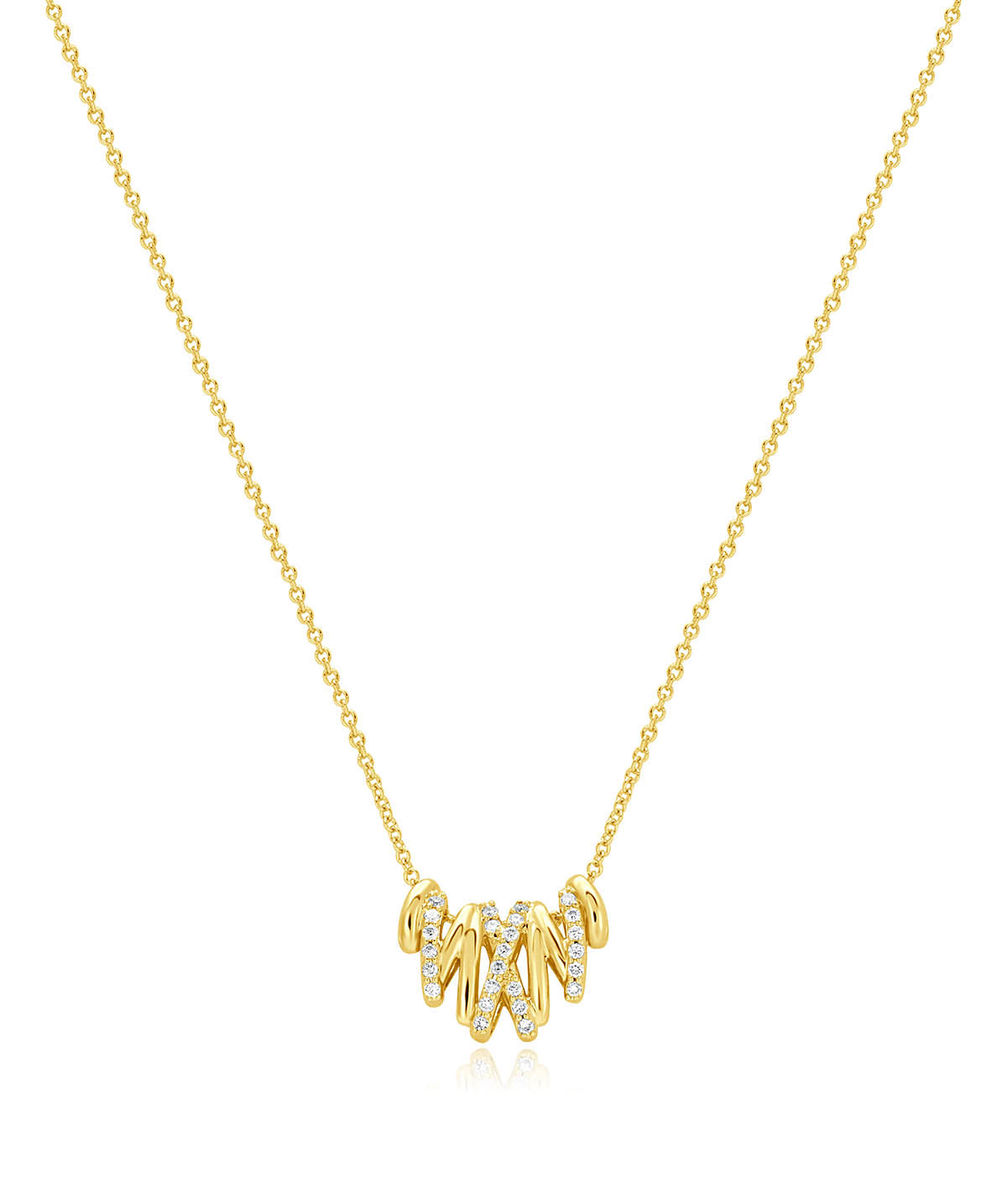 Zeghani - 14K Yellow Gold 0.13cttw Diamond ZigZag Pendant Necklace